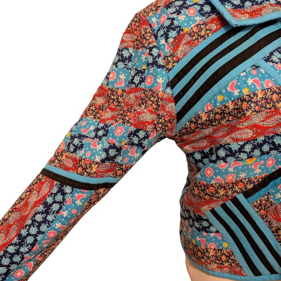Vintage Handmade? Womens Sz S/M Floral Paisley Patchwork Quilted Cottage Jacket - Picture 6 of 9